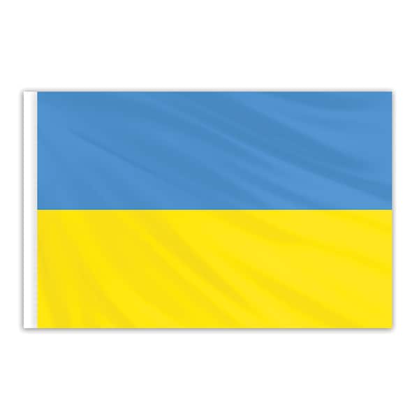 Global Flags Unlimited Ukraine Indoor Nylon Flag 3'x5' with Gold Fringe 203179F